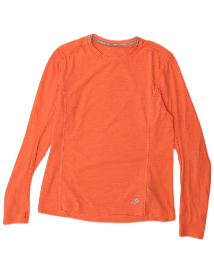 Adidas Womens Climalite Top Long Sleeve UK 16/18 Large Orange Polyester