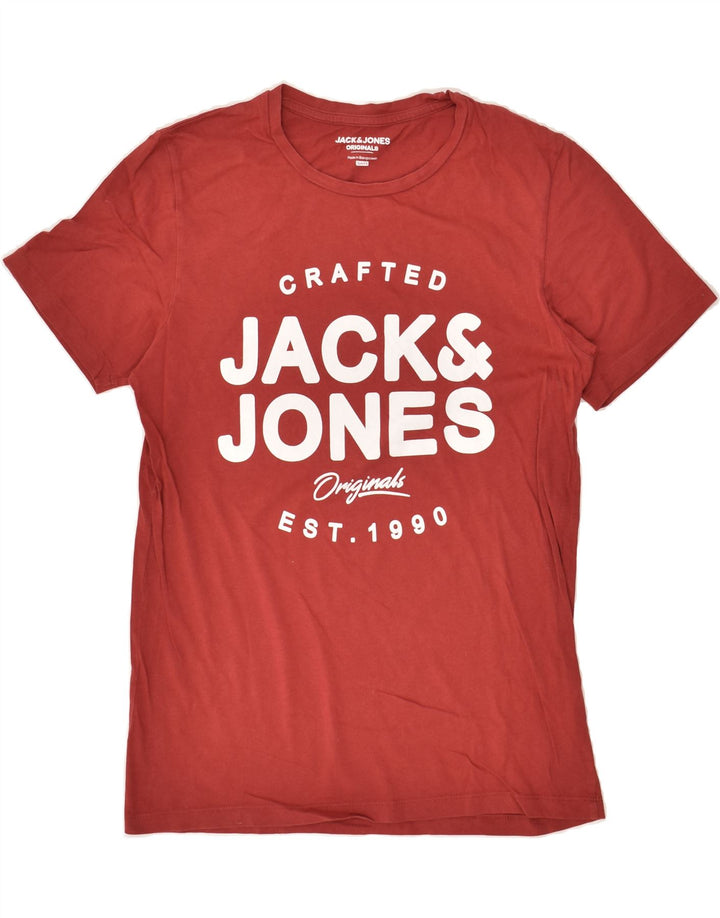 JACK & JONES Mens Slim Fit Graphic T-Shirt Top Small Red Cotton | Vintage Jack & Jones | Thrift | Second-Hand Jack & Jones | Used Clothing | Messina Hembry 