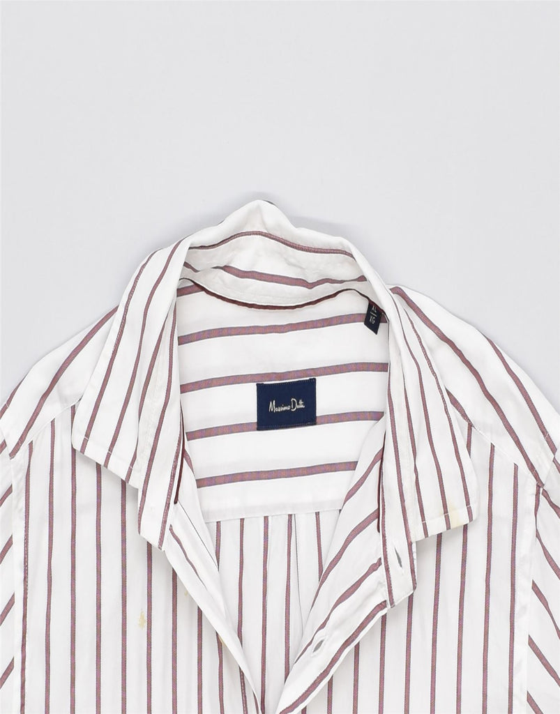 MASSIMO DUTTI Mens Shirt XL White Striped Cotton | Vintage | Thrift | Second-Hand | Used Clothing | Messina Hembry 