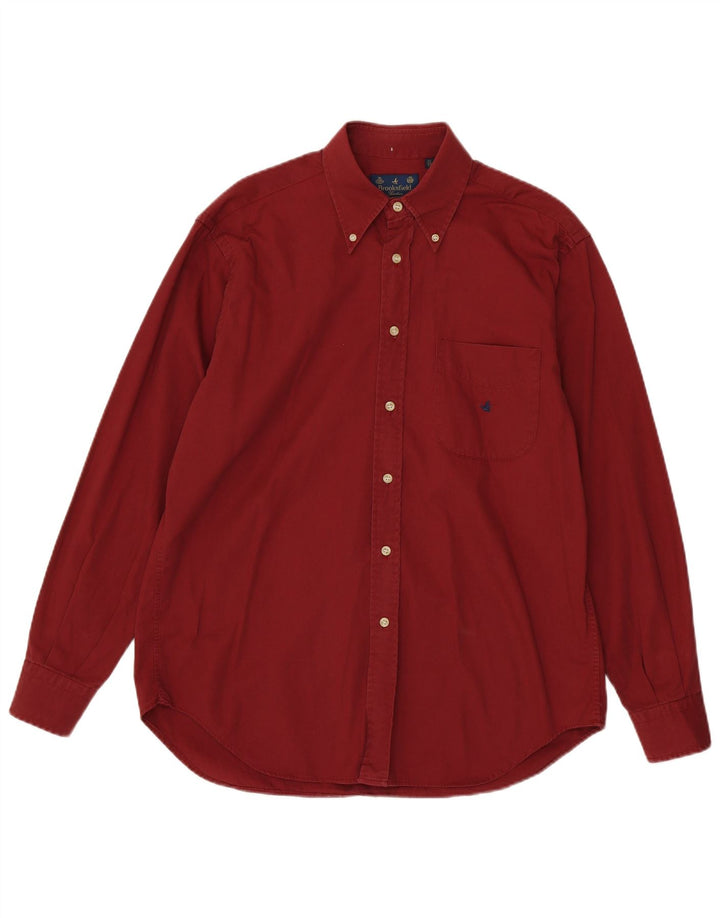 Brooksfield Mens Shirt Size 39 Medium Maroon Cotton