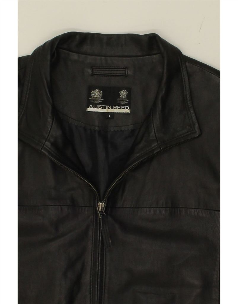AUSTIN REED Mens Leather Jacket UK 40 Large Black Leather Vintage Austin Reed and Second-Hand Austin Reed from Messina Hembry 