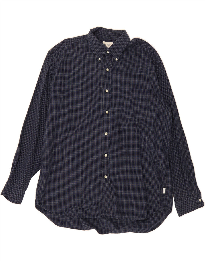 J. CREW Mens Flannel Shirt XL Navy Blue Check Cotton Vintage J. Crew and Second-Hand J. Crew from Messina Hembry 