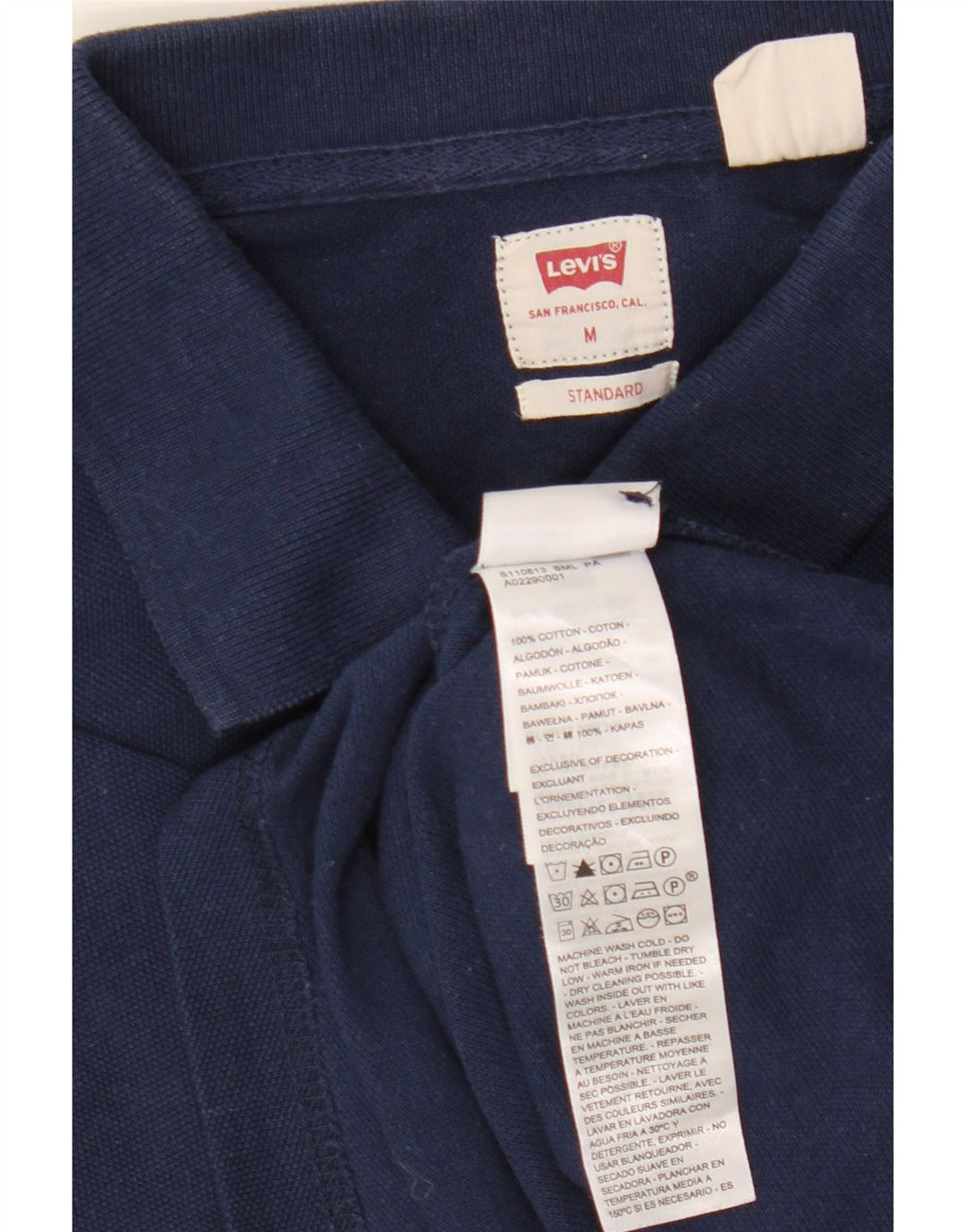 Levi's Mens Standard Polo Shirt Medium Navy Blue Cotton
