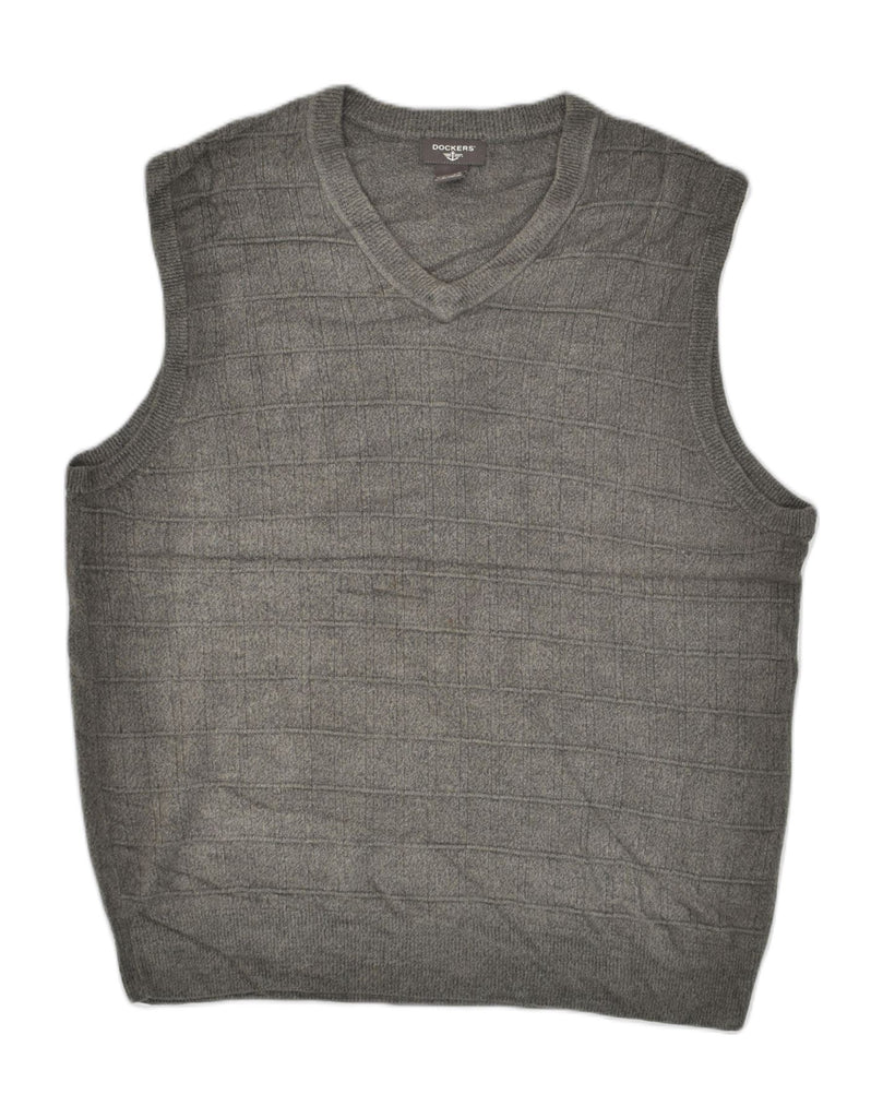 DOCKERS Mens Vest Tank Top XL Grey Acrylic | Vintage Dockers | Thrift | Second-Hand Dockers | Used Clothing | Messina Hembry 