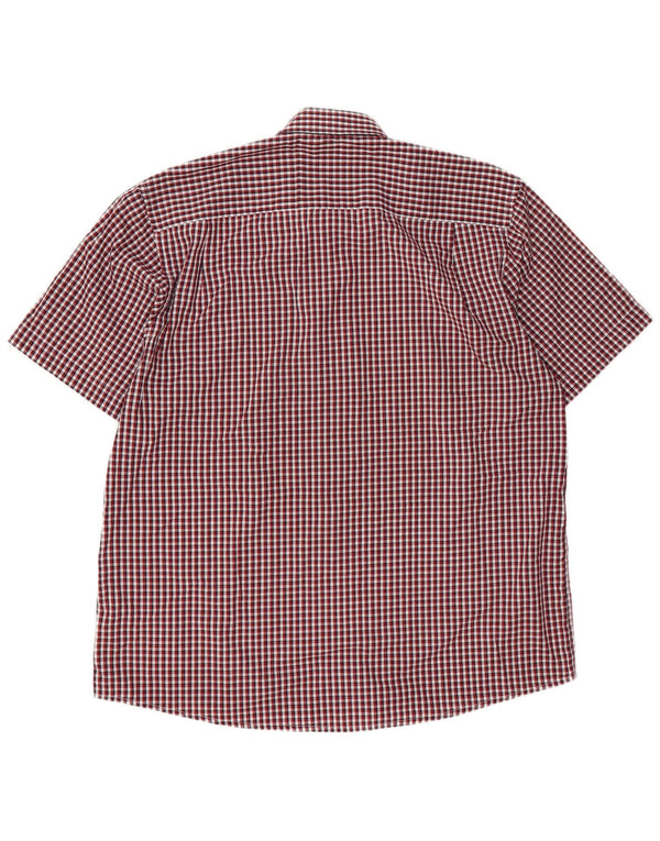 Pierre Cardin Mens Short Sleeve Regular Fit Shirt 3XL Red Check Polyester