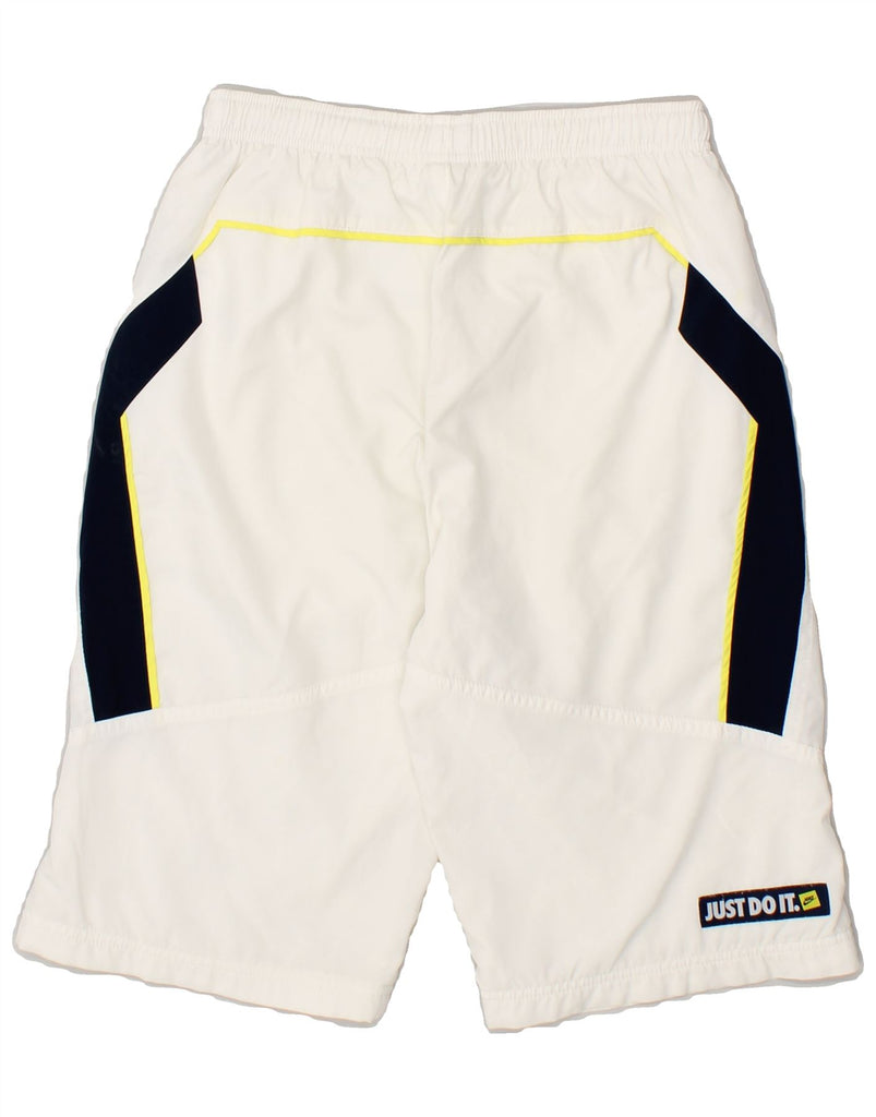 NIKE Boys Sport Shorts 10-11 Years Medium  White Colourblock Polyester Vintage Nike and Second-Hand Nike from Messina Hembry 