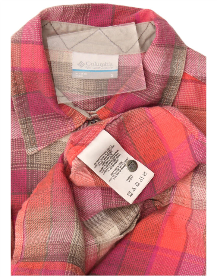 Columbia Womens Flannel Shirt UK 10 Small Red Check Cotton