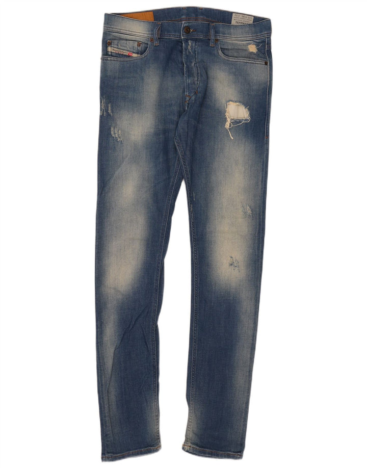 Diesel Mens Tepphar Distressed Carrot Slim Jeans W30 L32 Blue Cotton