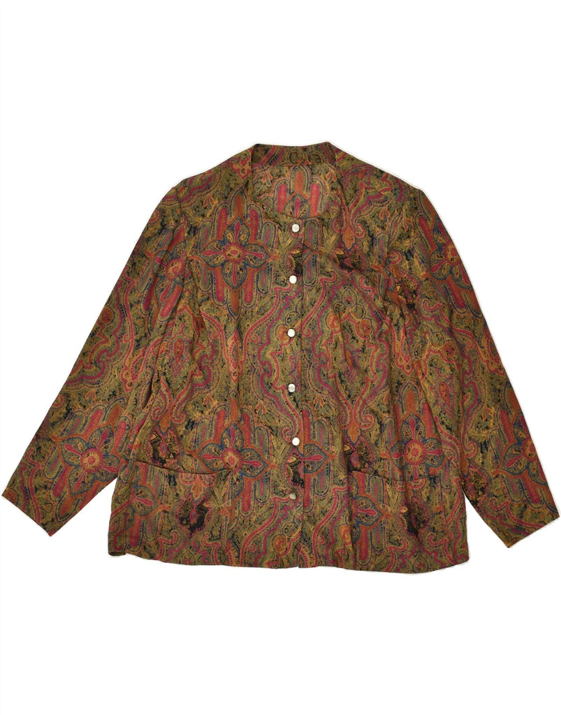 VINTAGE Womens 6 Button Blazer Jacket UK 16 Large Brown Floral | Vintage Vintage | Thrift | Second-Hand Vintage | Used Clothing | Messina Hembry 