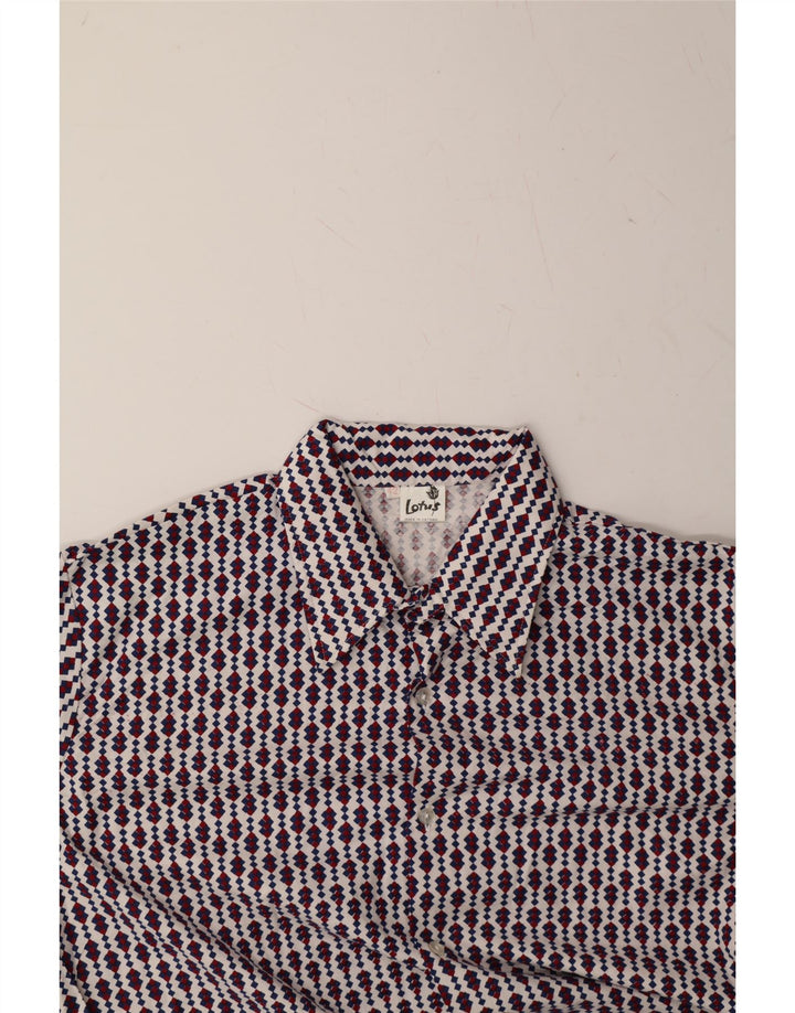 VINTAGE Mens Tall Shirt Size 42 Large Multicoloured Geometric Cotton Vintage Vintage and Second-Hand Vintage from Messina Hembry 