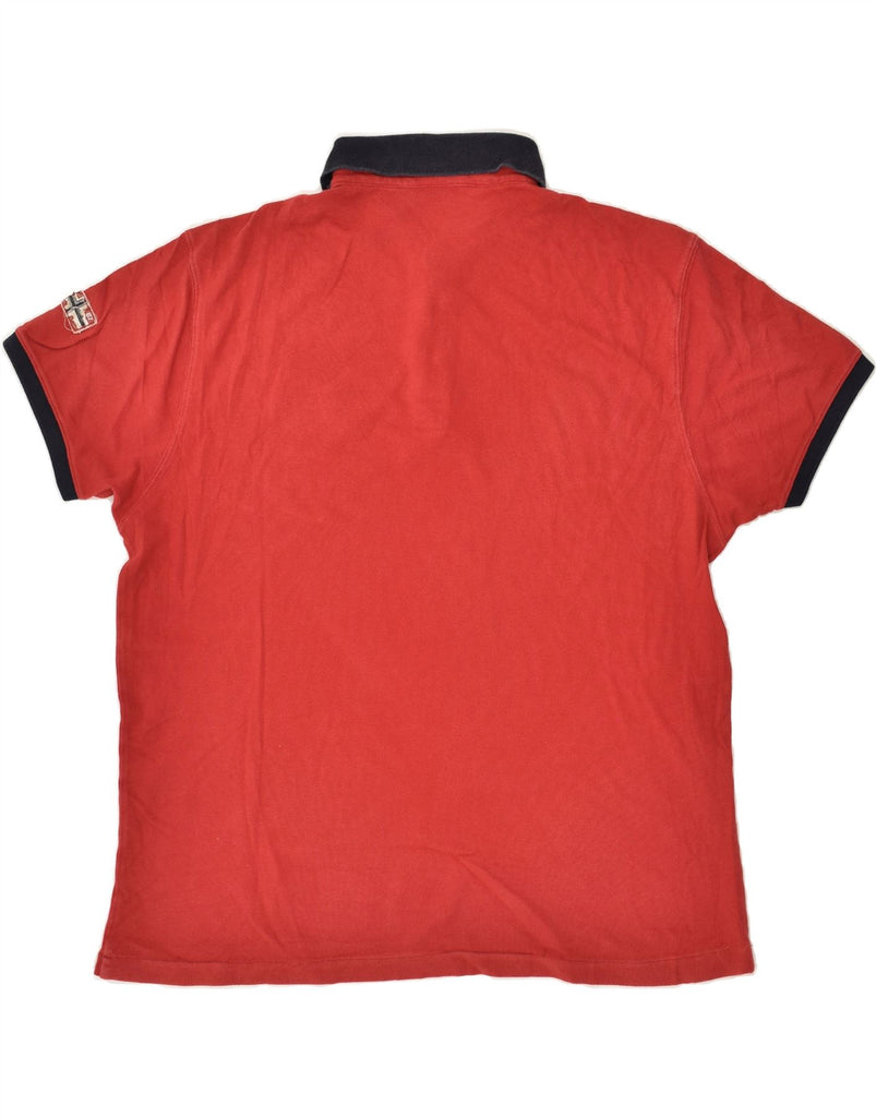 NAPAPIJRI Mens Graphic Polo Shirt XL Red | Vintage Napapijri | Thrift | Second-Hand Napapijri | Used Clothing | Messina Hembry 