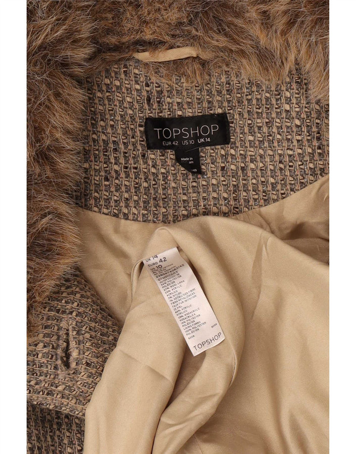 Topshop Womens Overcoat UK 14 Large Grey Polyester