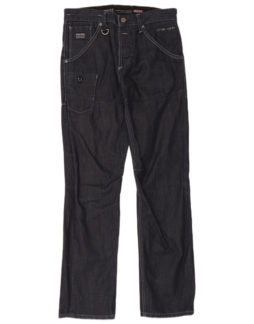 Jack & Jones Mens Cargo Straight Jeans W32 L33 Navy Blue