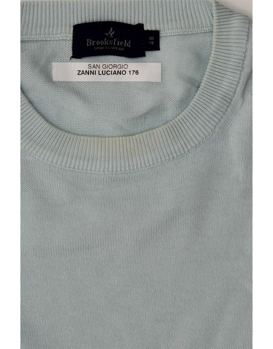 Brooksfield Mens Crew Neck Jumper Sweater IT 48 Medium Blue