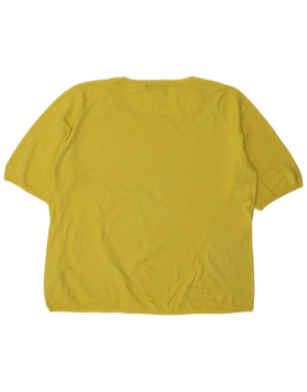 Zara Womens Short Sleeve Boat Neck Jumper Sweater UK 14 Medium Yellow