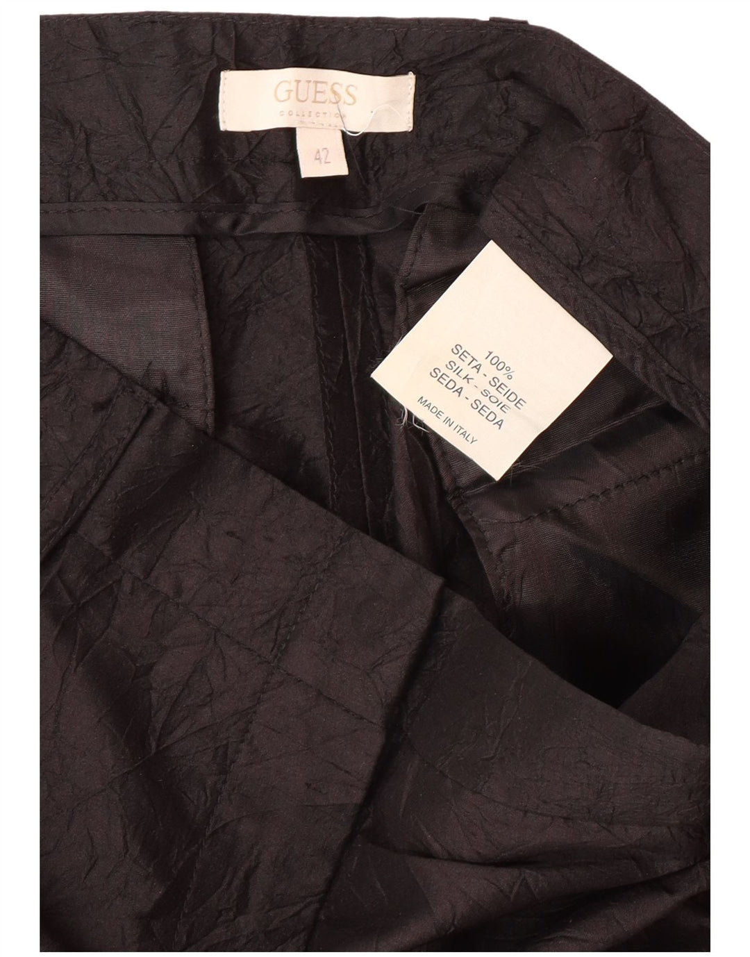 GUESS Womens Straight Casual Trousers IT 42 Medium W28 L32 Black Silk