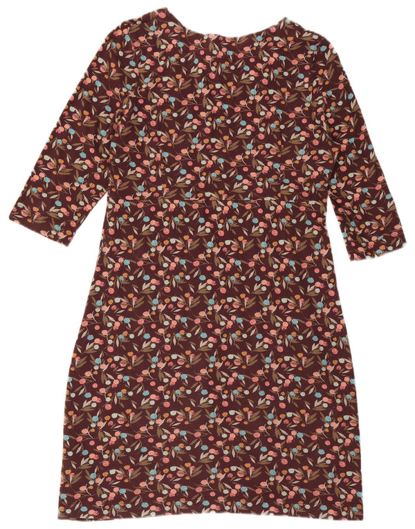 Weird Fish Womens Long Sleeve Sheath Dress UK 12 Medium Purple Floral