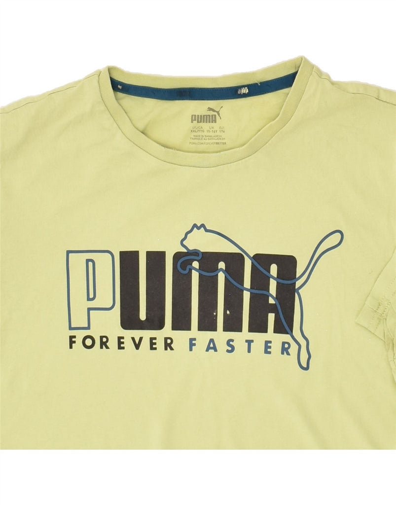 PUMA Boys Graphic T-Shirt Top 15-16 Years Yellow Cotton Vintage Puma and Second-Hand Puma from Messina Hembry 