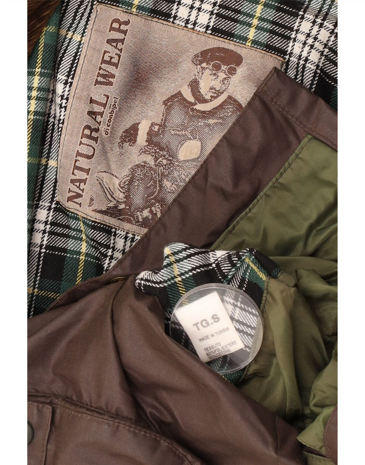 Conbipel Mens Loose Fit Waxed Cotton Jacket UK 36 Small Brown Polyester