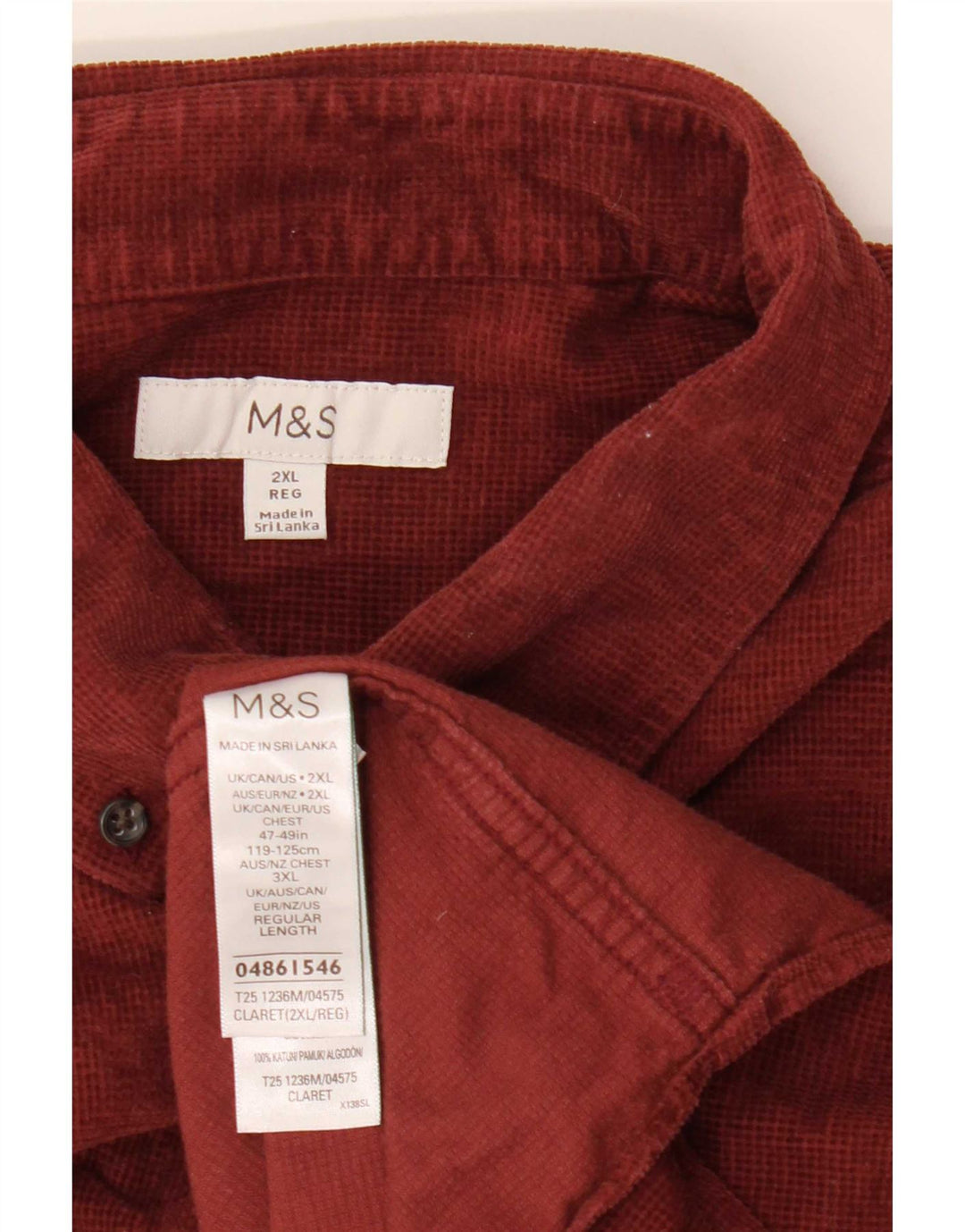 Marks & Spencer Mens Shirt 2XL Burgundy Cotton