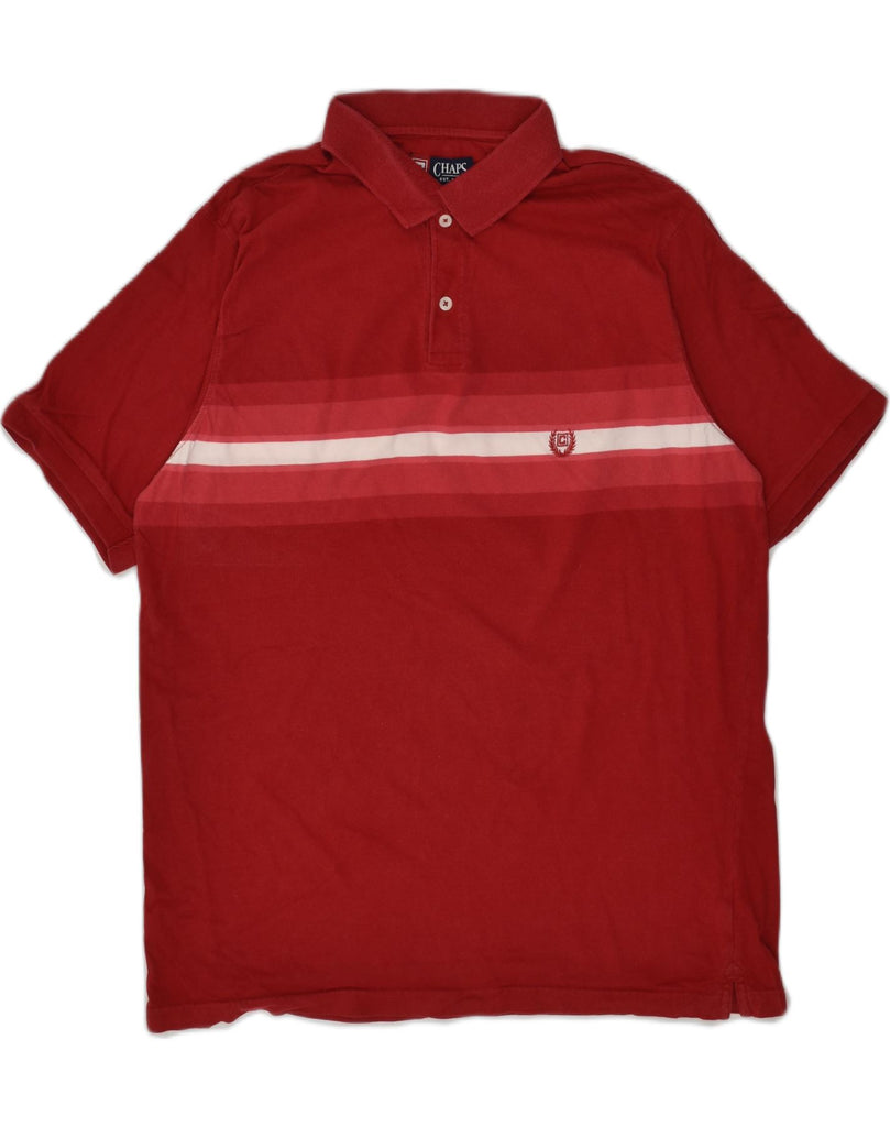 CHAPS Mens Polo Shirt Large Red Striped Cotton | Vintage Chaps | Thrift | Second-Hand Chaps | Used Clothing | Messina Hembry 