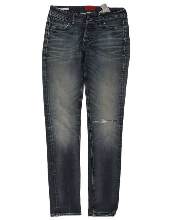 Jack & Jones Mens GLENN Distressed Slim Jeans W30 L32 Blue Cotton