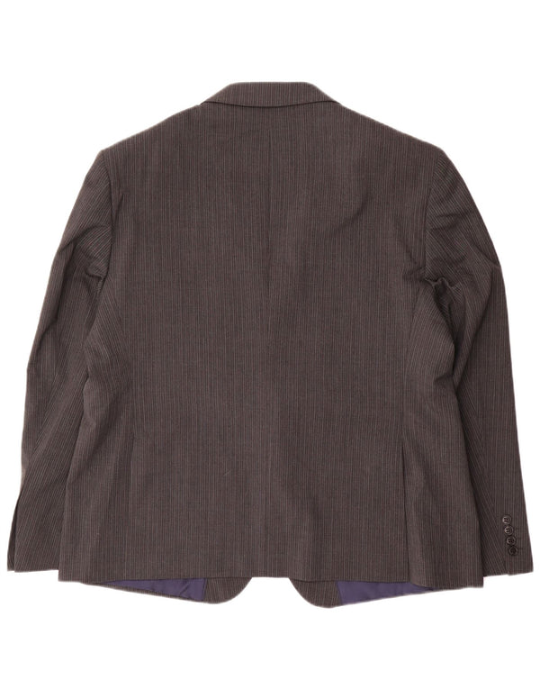 Marks & Spencer Mens Short 2 Button Blazer Jacket EU 56 3XL Grey Pinstripe