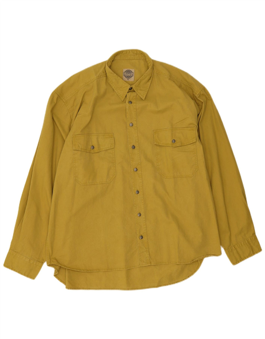Vintage Mens Shirt XL Yellow Cotton