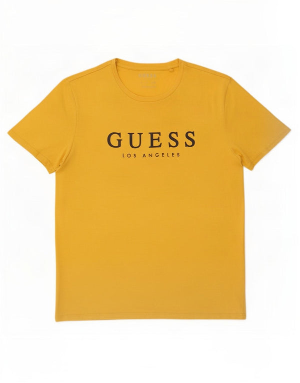 Guess Mens Graphic T-Shirt Top XL Yellow Cotton