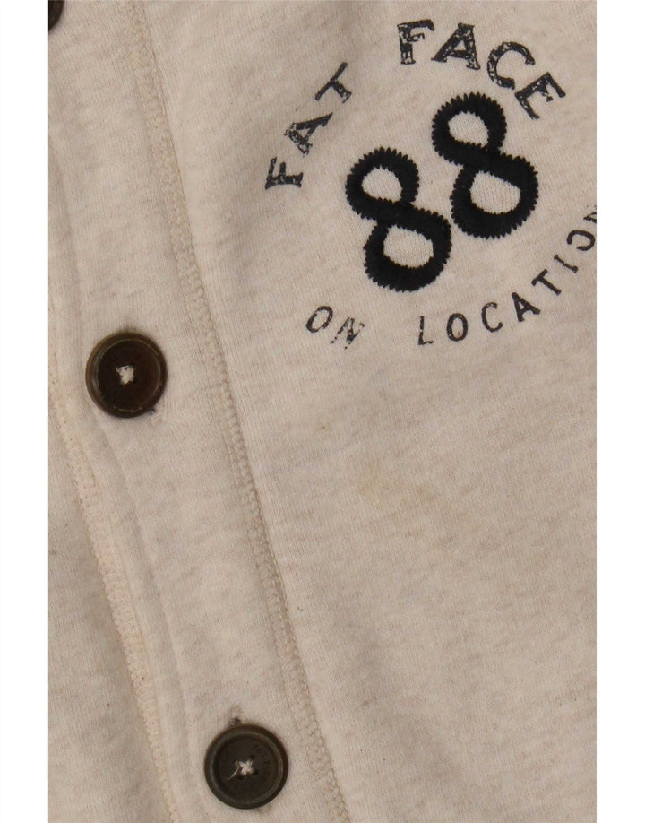 Fat Face Womens Graphic Tracksuit Top Jacket UK 8 Small Beige Cotton