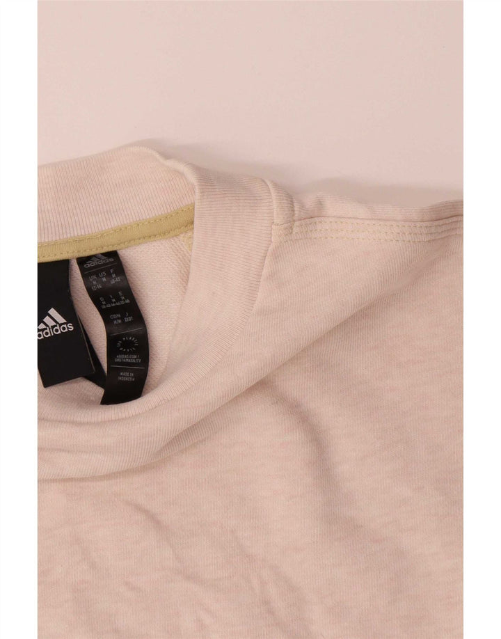 Adidas Womens Crop Sweatshirt Jumper UK 12/14 Medium Off White Flecked