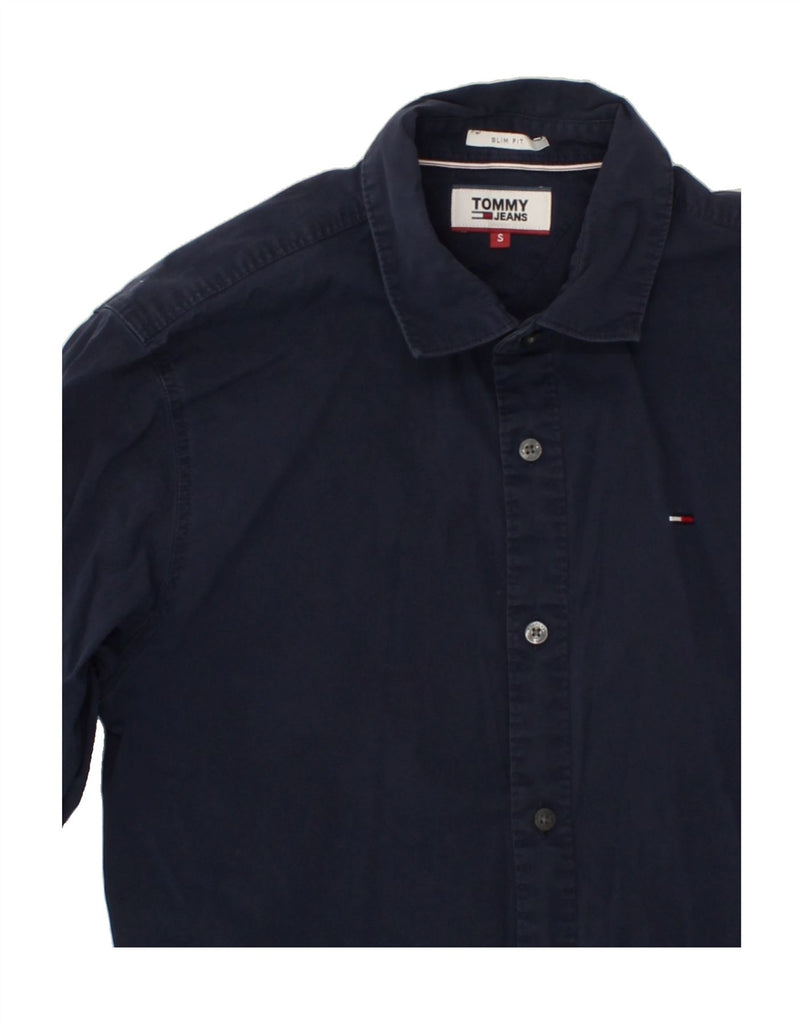 TOMMY HILFIGER Mens Slim Fit Shirt Small Navy Blue Cotton Vintage Tommy Hilfiger and Second-Hand Tommy Hilfiger from Messina Hembry 