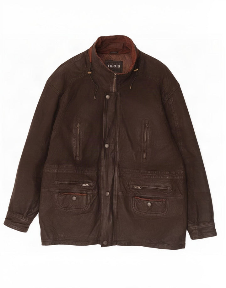 Torus Mens Leather Jacket UK 40 Large Brown