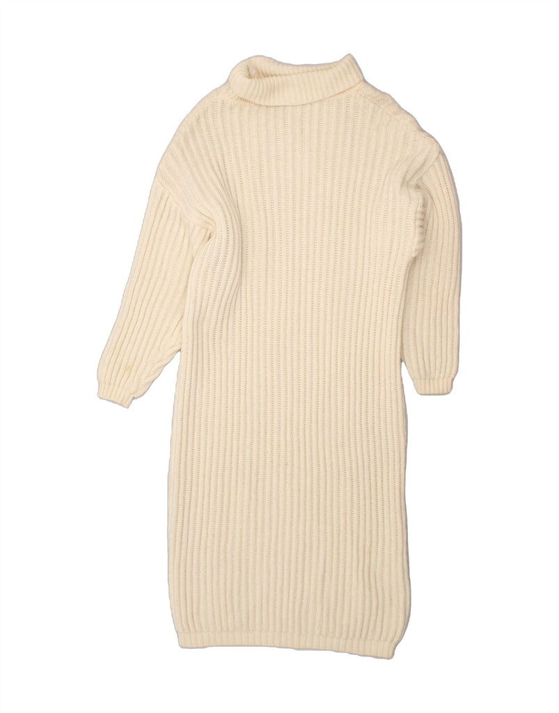 BENETTON Womens Roll Neck Jumper Dress IT 48 XL Beige Acrylic | Vintage Benetton | Thrift | Second-Hand Benetton | Used Clothing | Messina Hembry 