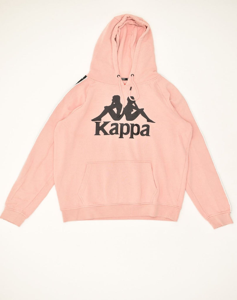 KAPPA Womens Graphic Hoodie Jumper UK 14 Large Pink Cotton | Vintage Kappa | Thrift | Second-Hand Kappa | Used Clothing | Messina Hembry 