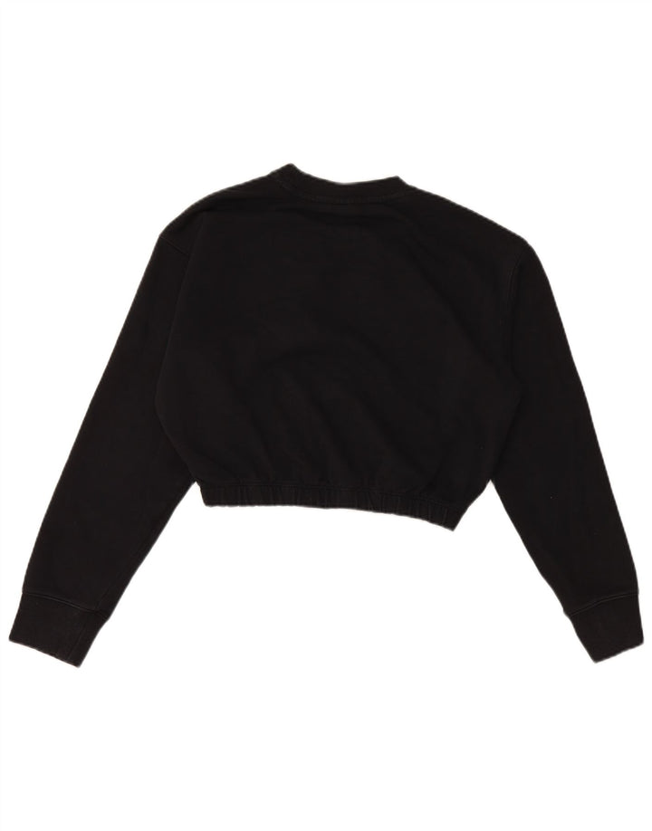 Champion Womens Graphic Crop Sweatshirt Jumper UK 16 Large Black