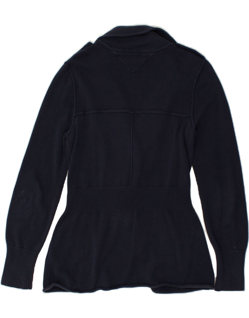TOMMY HILFIGER Womens Military Knit Blazer Jacket UK 14 Large Navy Blue | Vintage Tommy Hilfiger | Thrift | Second-Hand Tommy Hilfiger | Used Clothing | Messina Hembry 