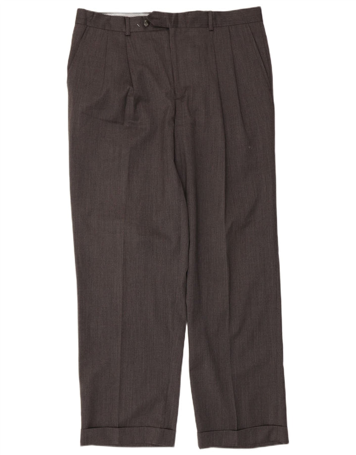 Izod Mens Pegged Suit Trousers W36 L30 Grey Wool
