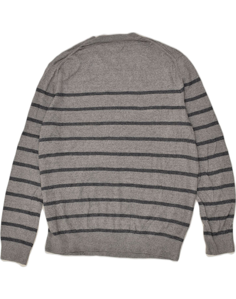 BANANA REPUBLIC Mens Crew Neck Jumper Sweater XL Grey Striped Cotton | Vintage Banana Republic | Thrift | Second-Hand Banana Republic | Used Clothing | Messina Hembry 