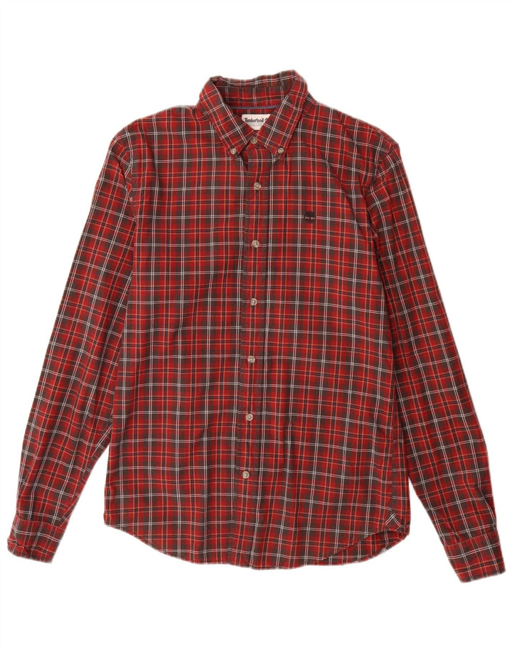 TIMBERLAND Mens Slim Fit Shirt Small Red Check Cotton