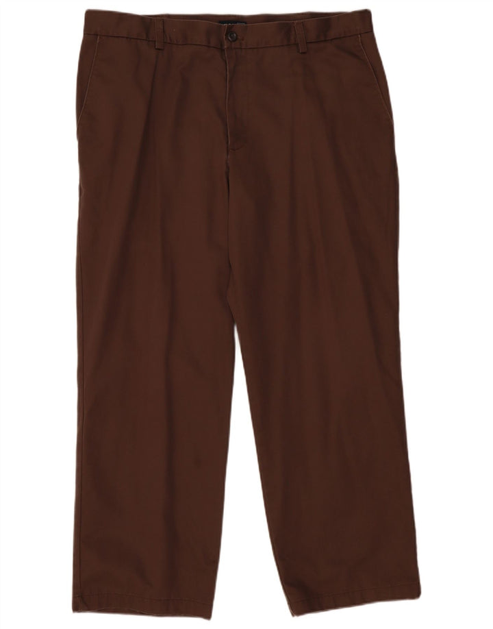 IZOD Mens Straight Chino Trousers W38 L29 Brown Cotton