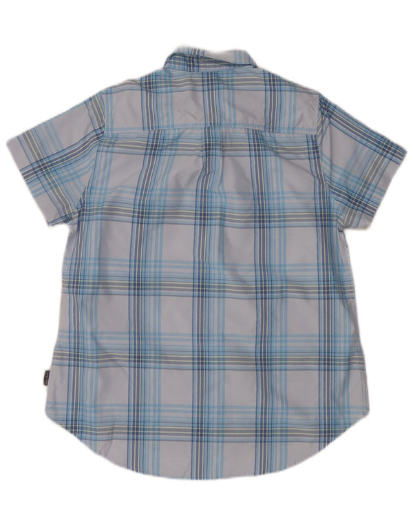 EDDIE BAUER Womens Short Sleeve Shirt UK 14 Medium Blue Check Polyester