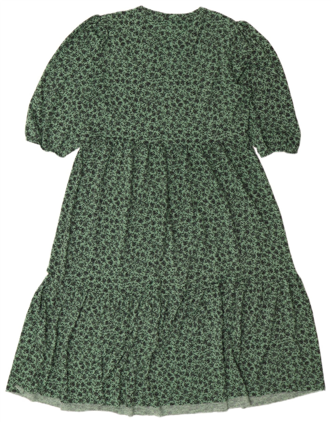 ZARA Womens A-Line Dress UK 14 Medium Green Floral Polyester