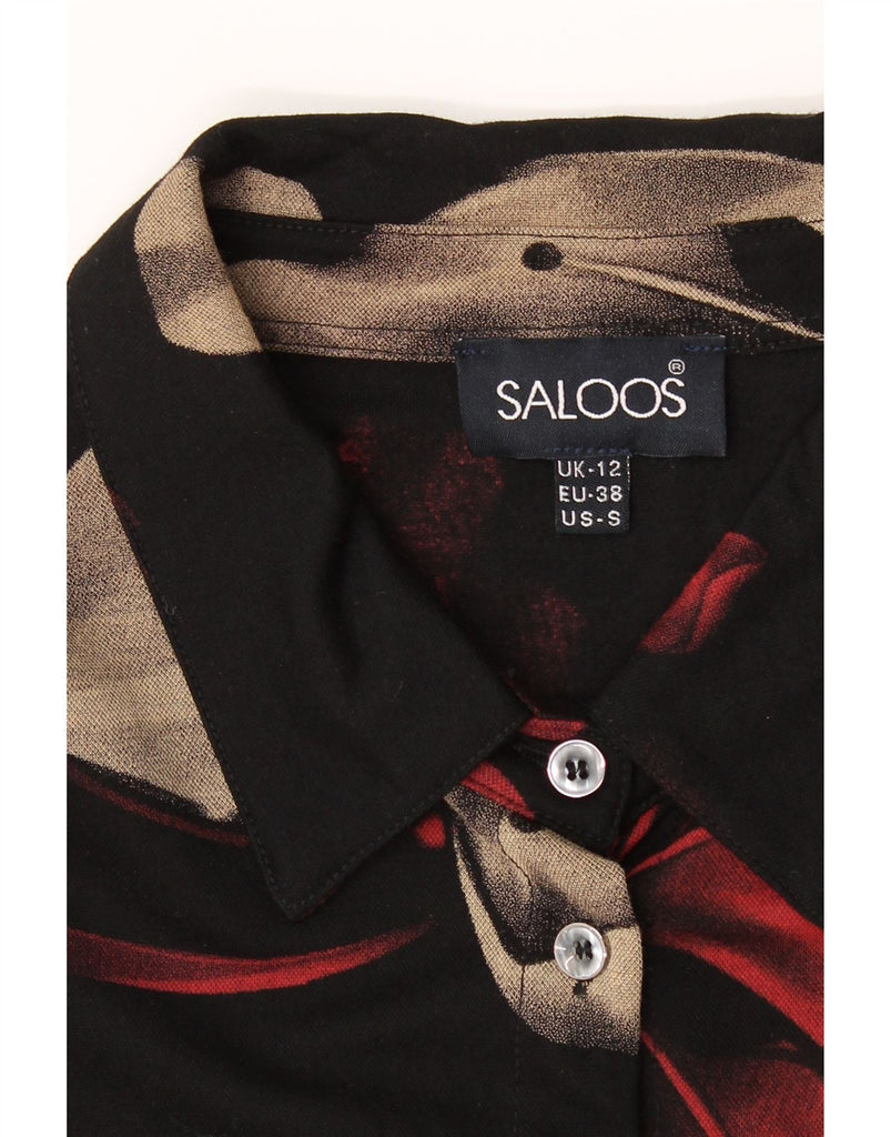 SALOOS Womens Shirt Dress UK 12 Medium  Black Floral Cotton Vintage Saloos and Second-Hand Saloos from Messina Hembry 
