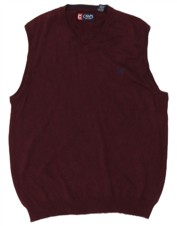 CHAPS Mens Vest Tank Top Medium Burgundy Cotton