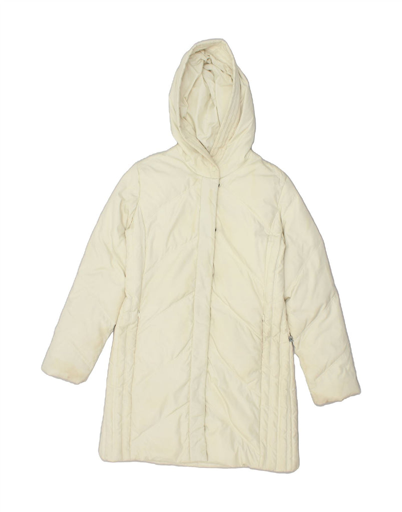 SERGIO TACCHINI Womens Hooded Padded Coat IT 46 Large Off White Polyester | Vintage Sergio Tacchini | Thrift | Second-Hand Sergio Tacchini | Used Clothing | Messina Hembry 