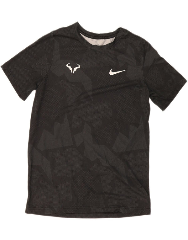 Nike Boys Rafa T-Shirt Top 13-14 Years XL Grey Geometric Polyester