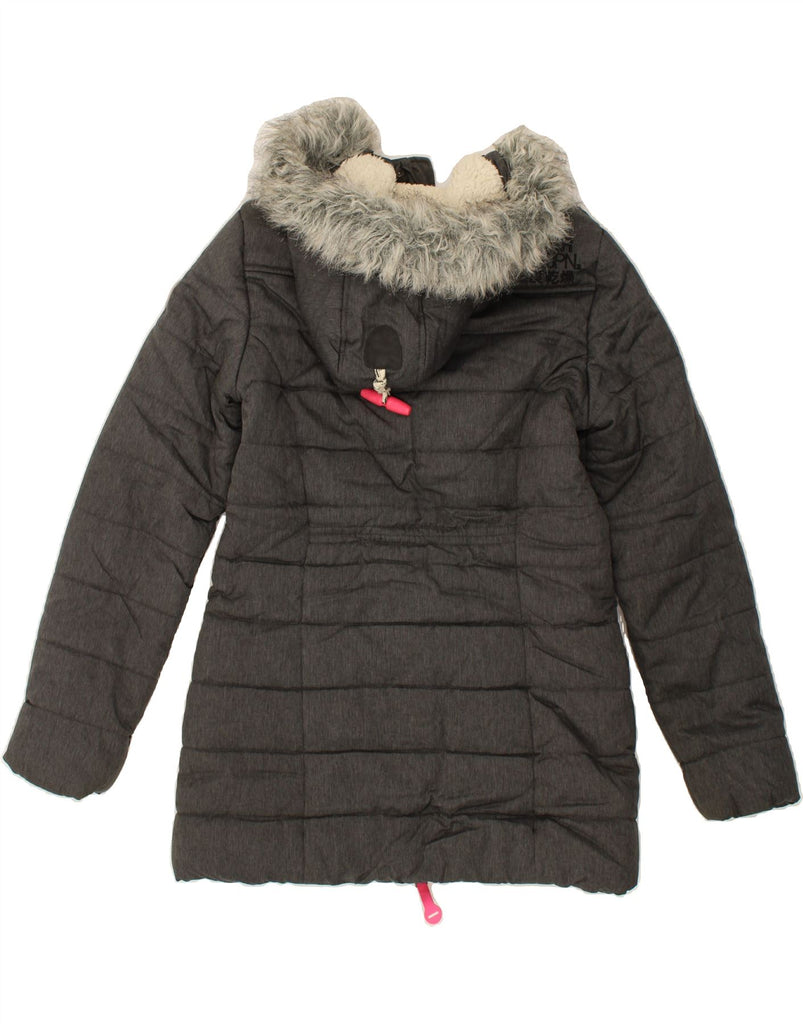 SUPERDRY Womens Hooded Padded Jacket UK 12 Medium Grey Polyester Vintage Superdry and Second-Hand Superdry from Messina Hembry 