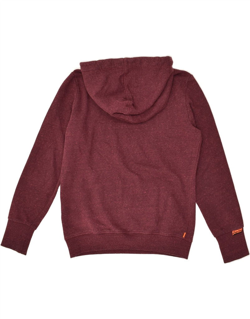 SUPERDRY Womens Graphic Hoodie Jumper UK 16 Large Burgundy Polyester | Vintage Superdry | Thrift | Second-Hand Superdry | Used Clothing | Messina Hembry 