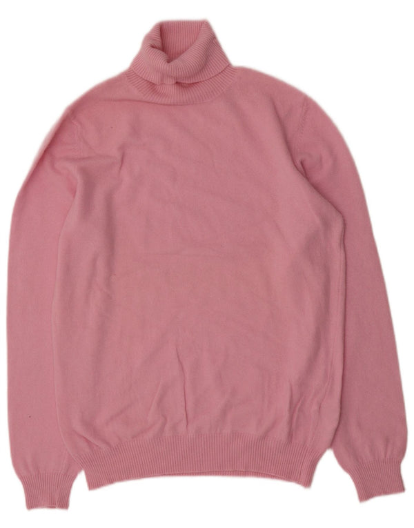 Benetton Womens Roll Neck Jumper Sweater UK 16 Large Pink Wool